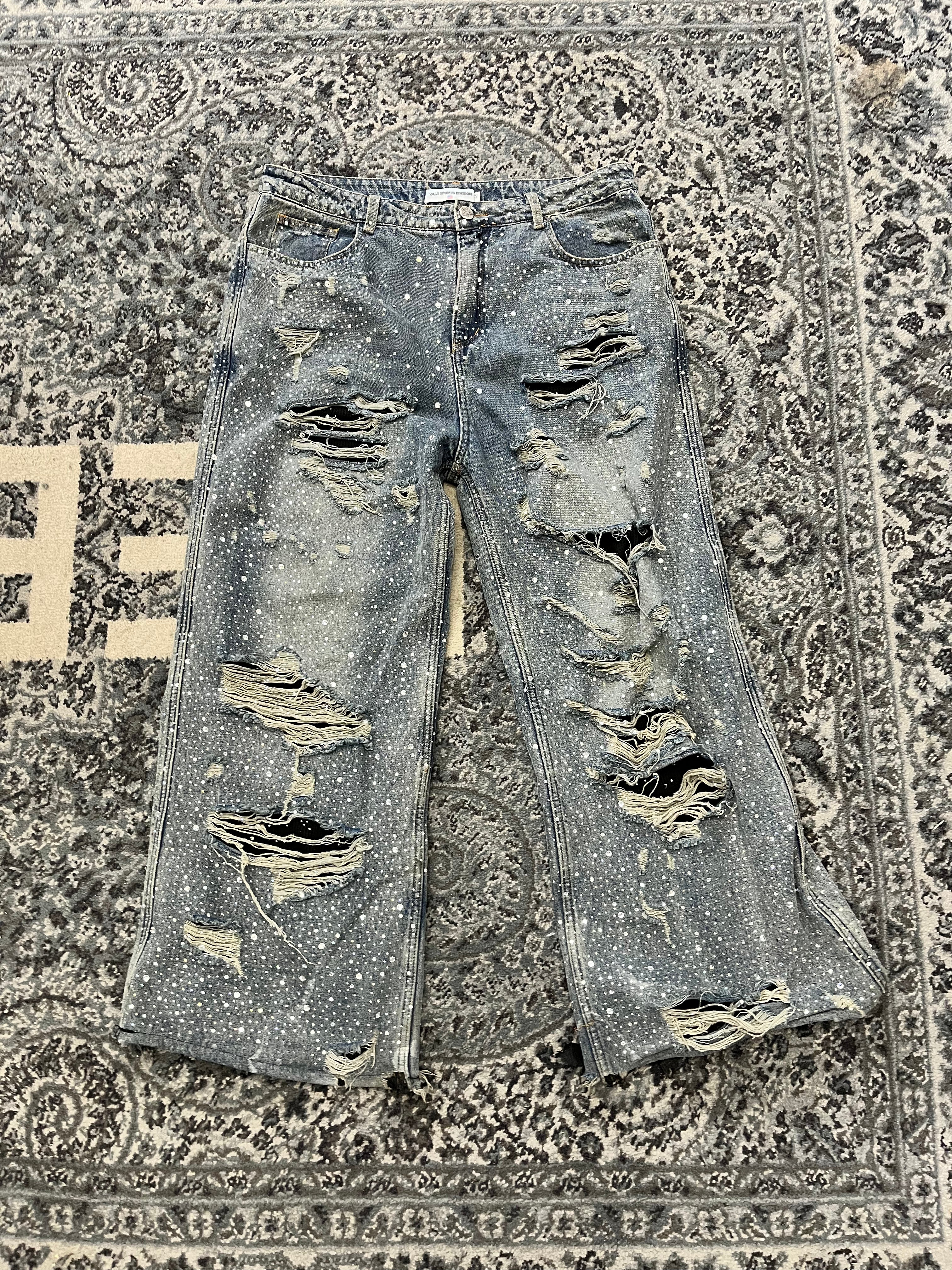 Valle Rhinestone Baggy Jeans Size 32 U