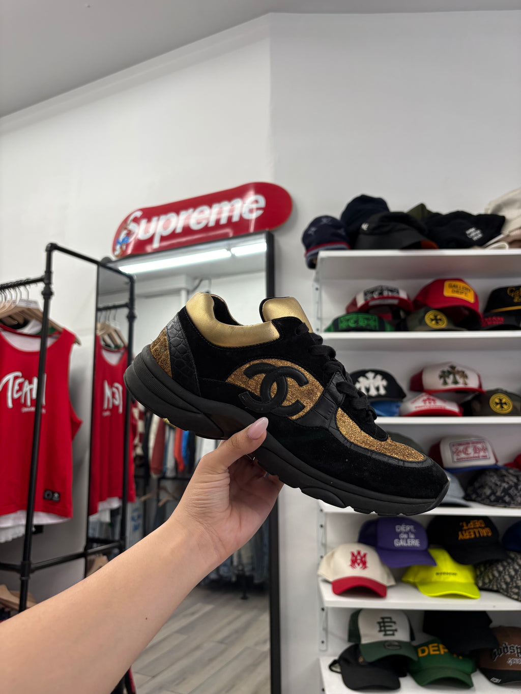 Chanel Gold Runners Size 44 U NB