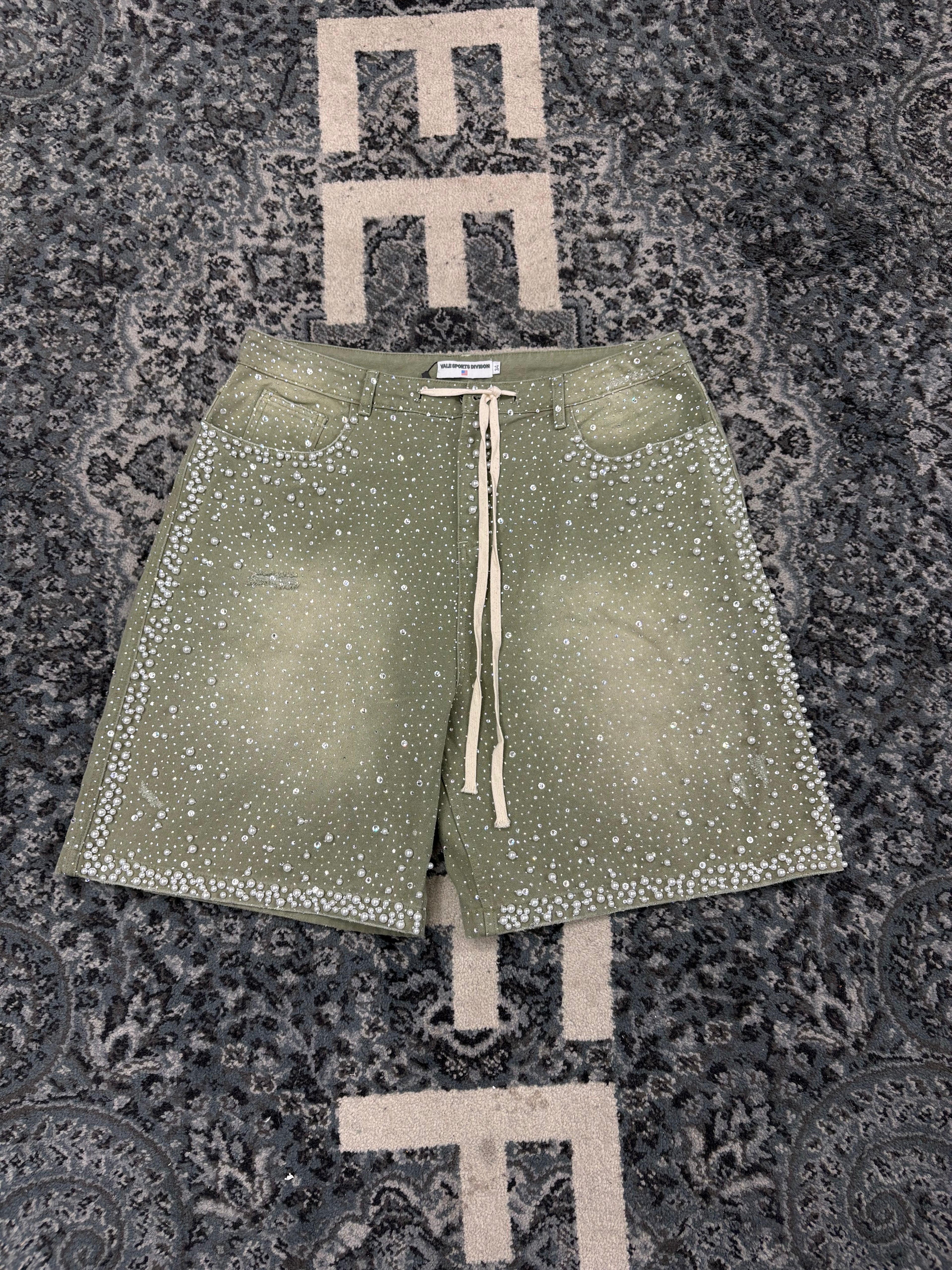 Valle Crystal Rhinestone Jean Shorts Size 34 U