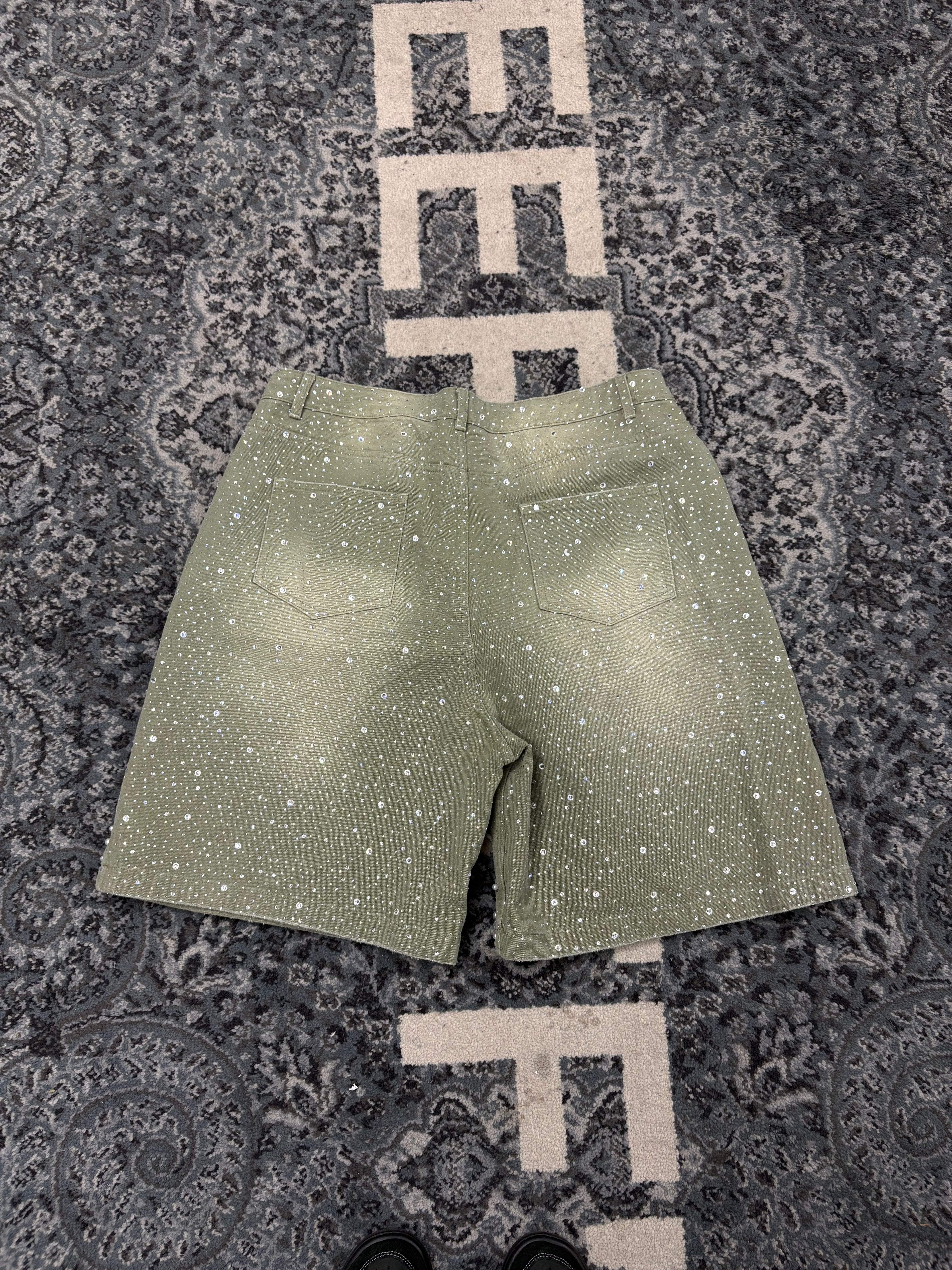 Valle Crystal Rhinestone Jean Shorts Size 34 U