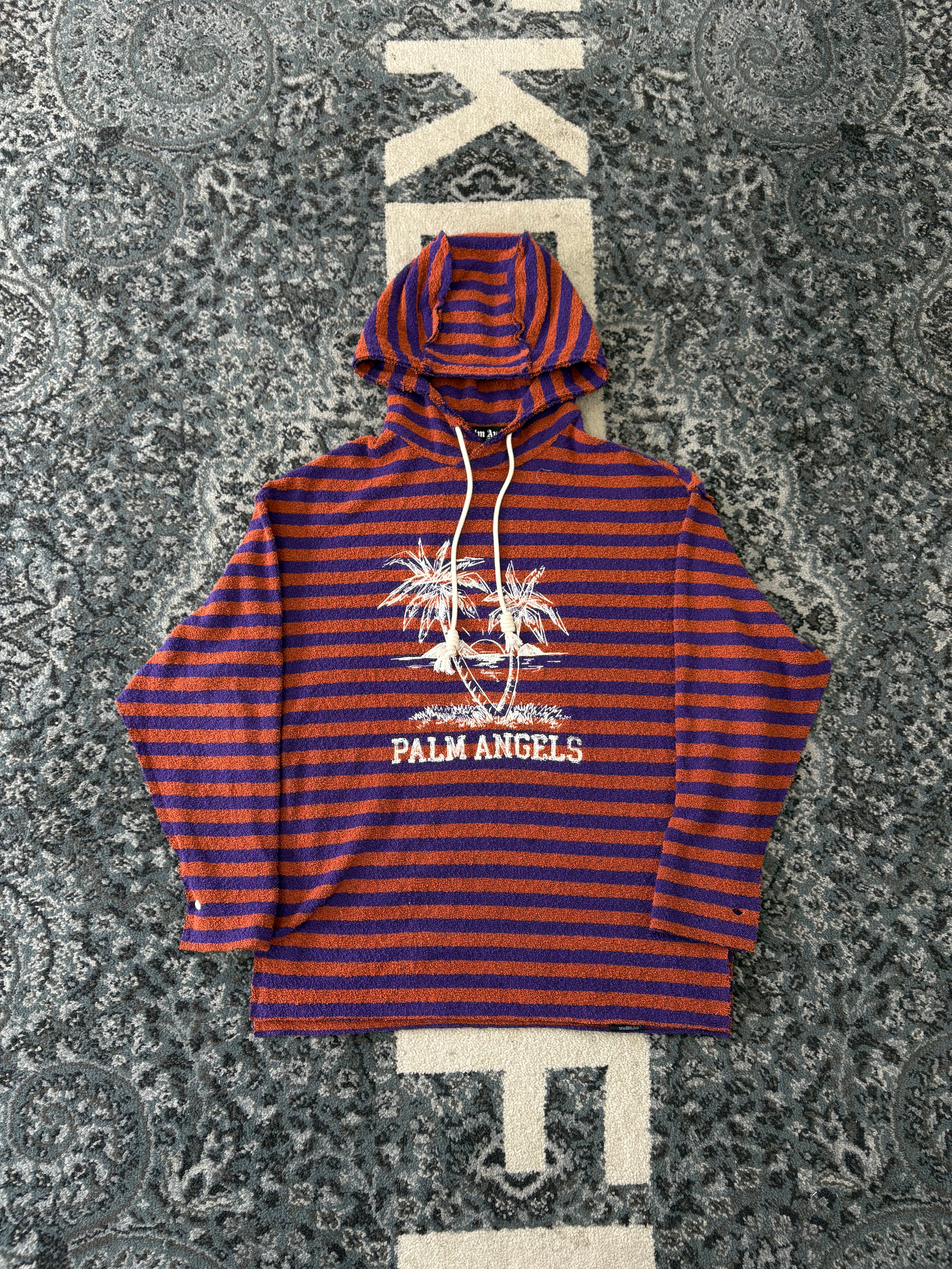 PALM ANGELS towel hoodie purple/orange M U
