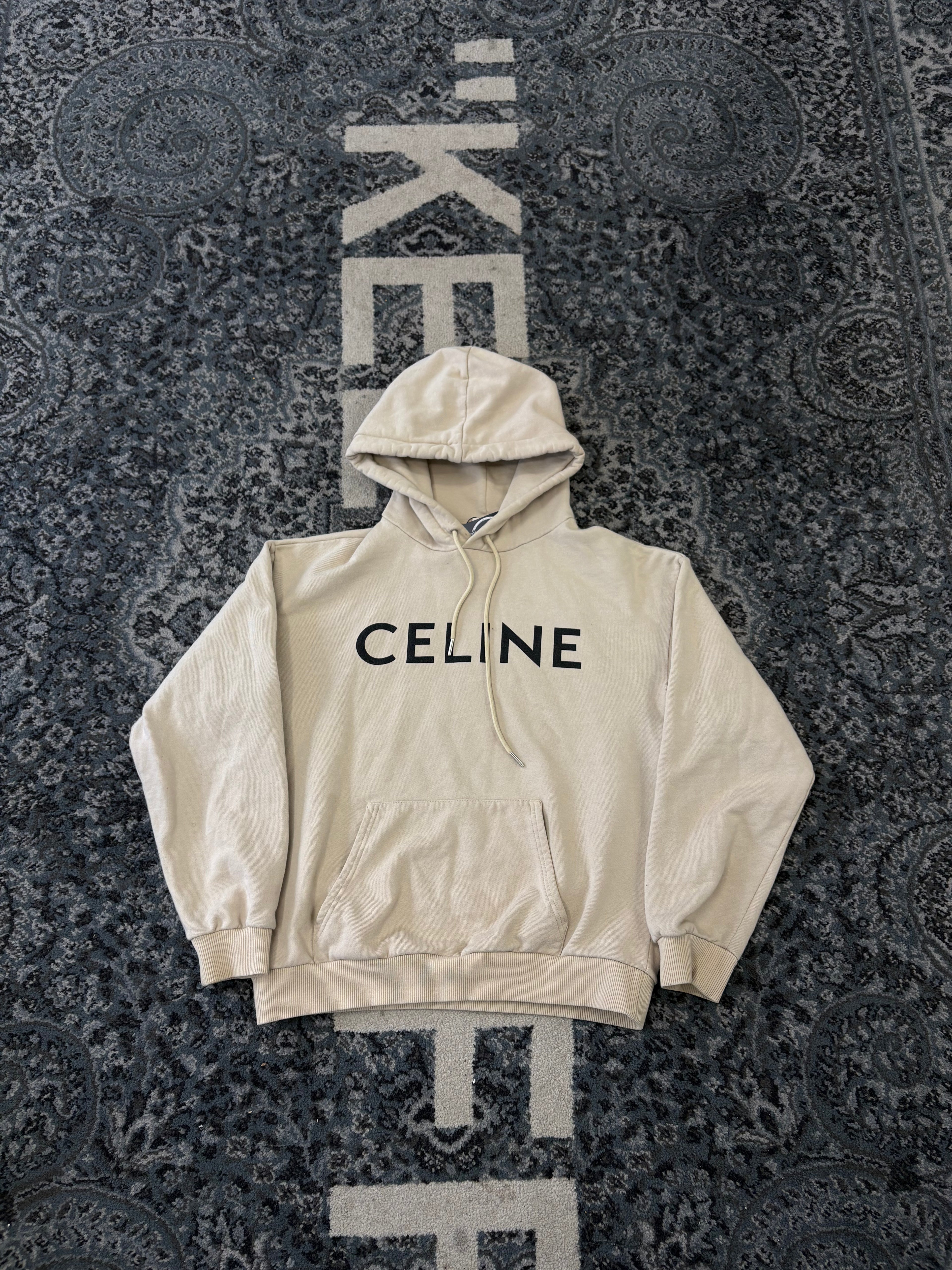 CELINE spellout logo hoodie beige S U