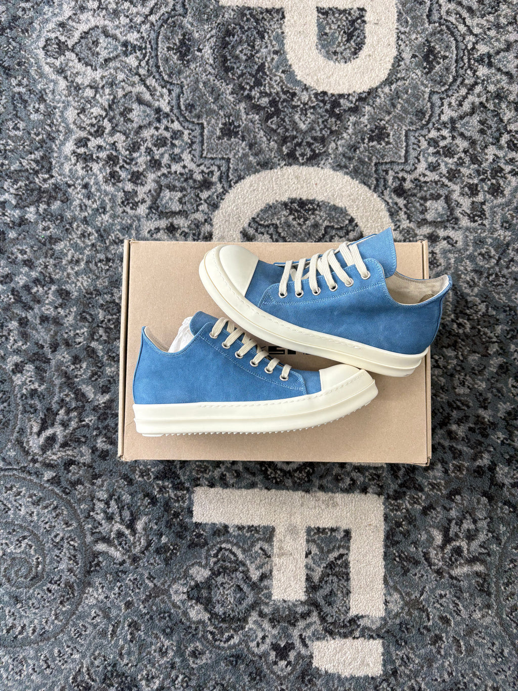 RICK OWENS ramone lowtops baby blue 38 (8W) OG ALL DS
