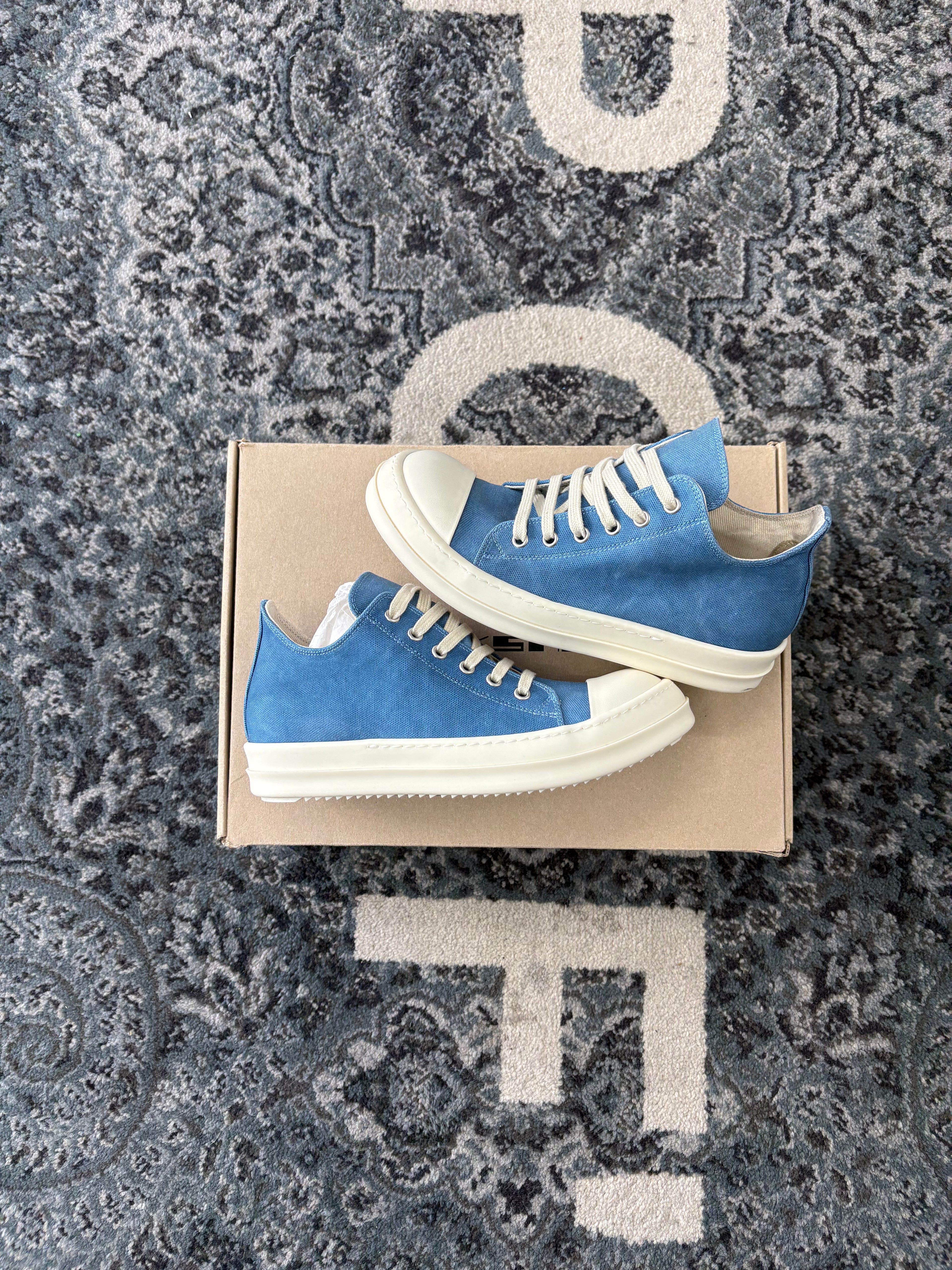RICK OWENS ramone lowtops baby blue 38 (8W) OG ALL DS