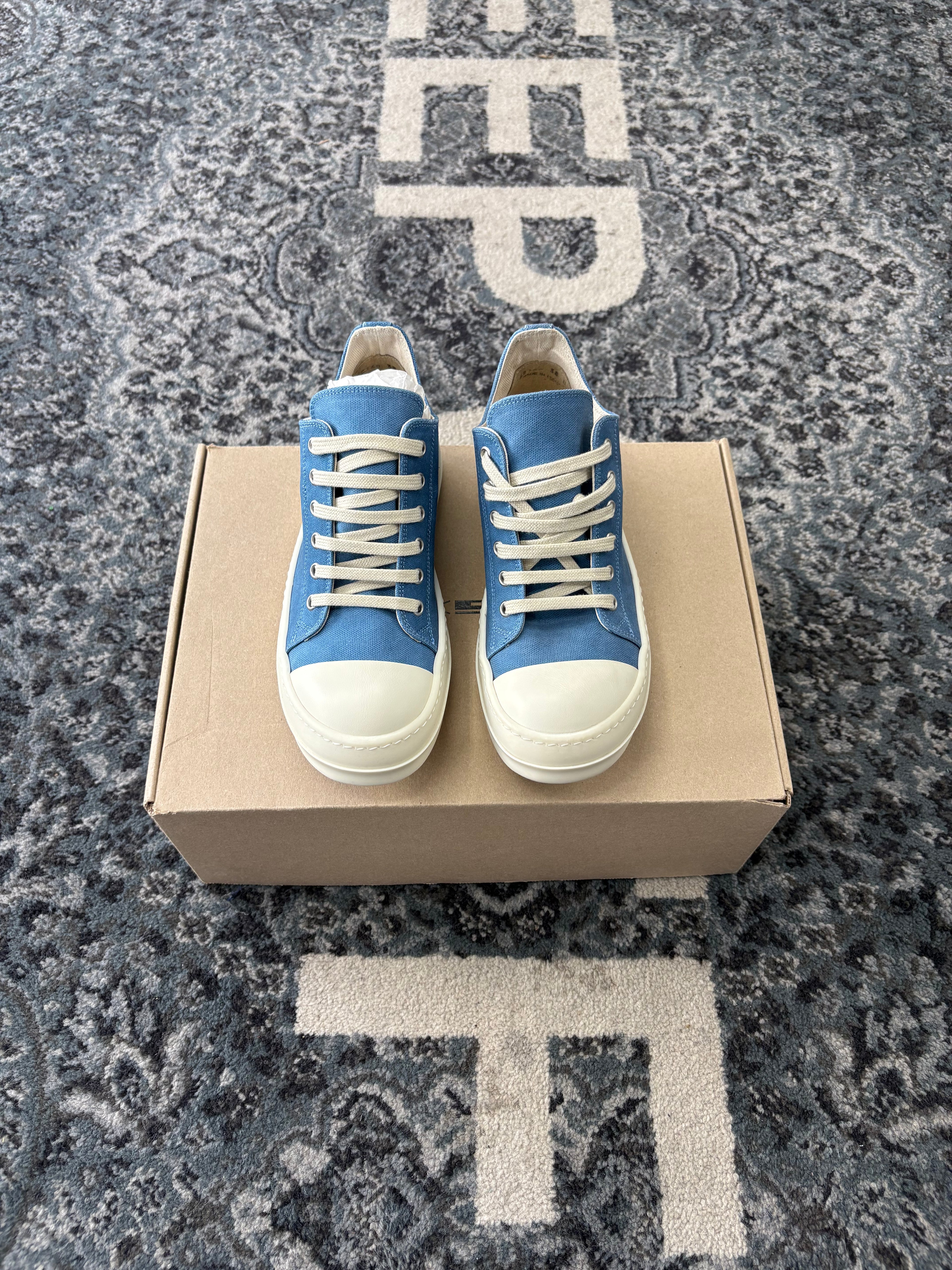 RICK OWENS ramone lowtops baby blue 38 (8W) OG ALL DS