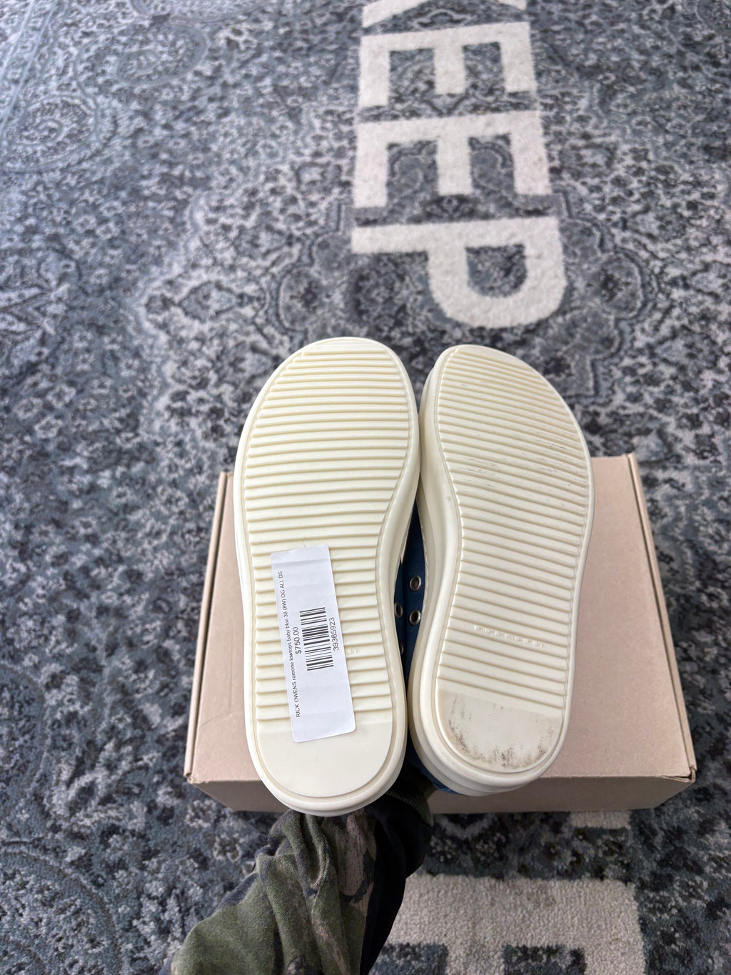 RICK OWENS ramone lowtops baby blue 38 (8W) OG ALL DS