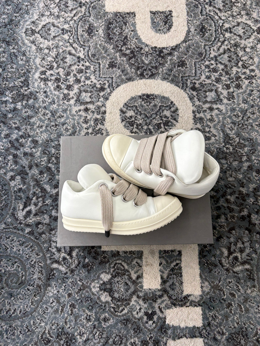 RICK OWENS ramone jumbo lowtops milk 37 (7W) OG ALL DS