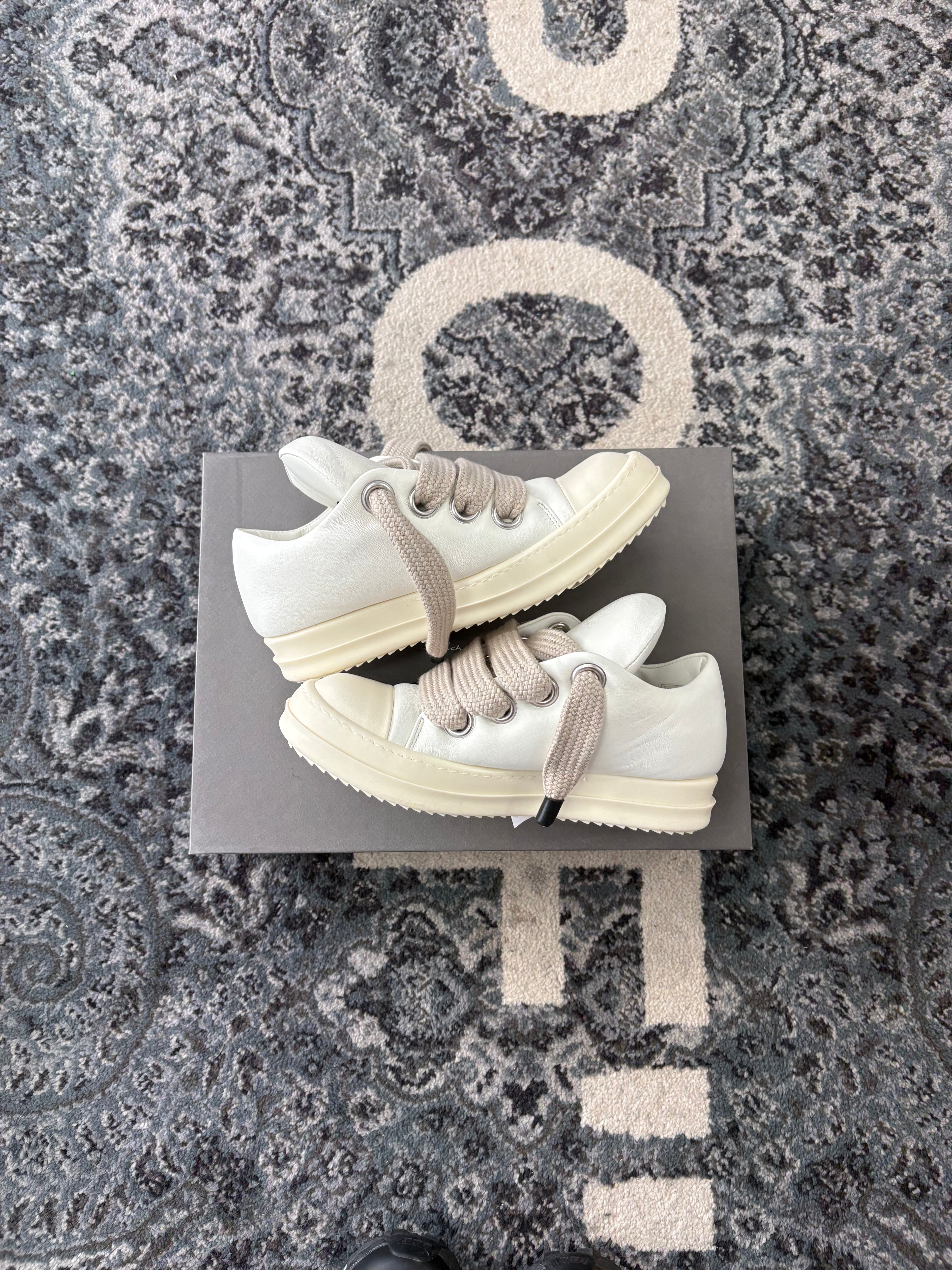 RICK OWENS ramone jumbo lowtops milk 37 (7W) OG ALL DS