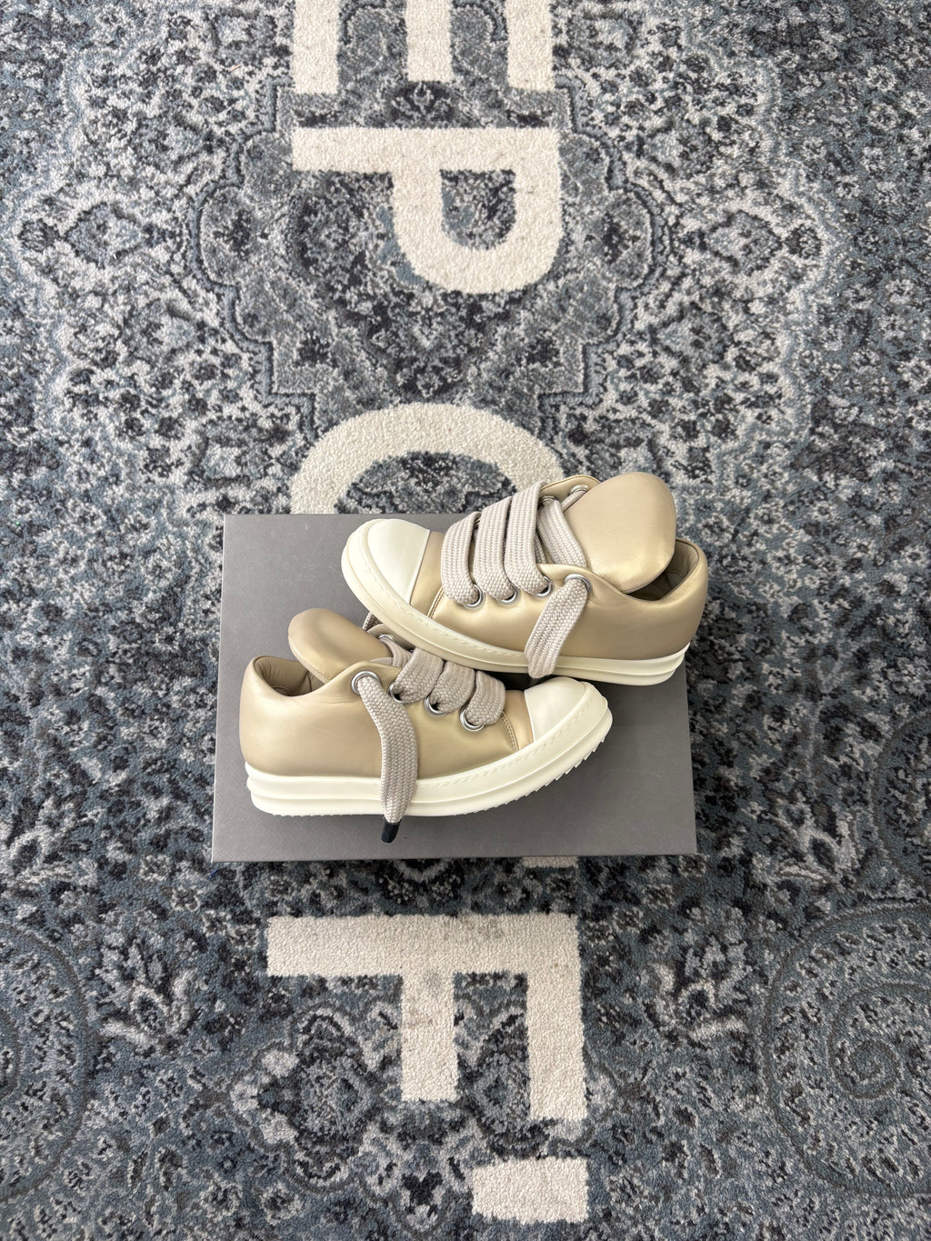 RICK OWENS padded jumbo lowtops gold 37 (7W) OG ALL DS