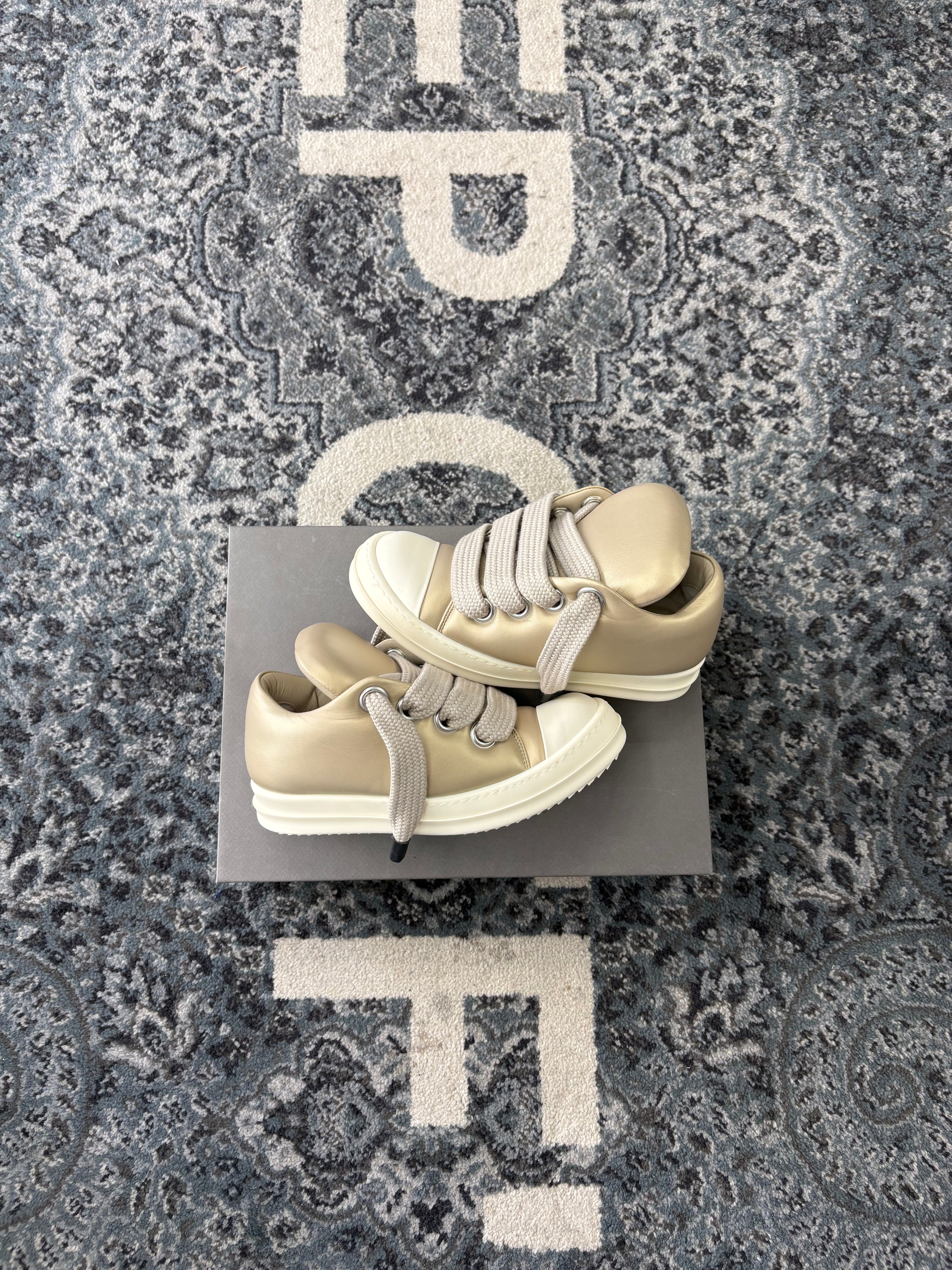 RICK OWENS padded jumbo lowtops gold 37 (7W) OG ALL DS