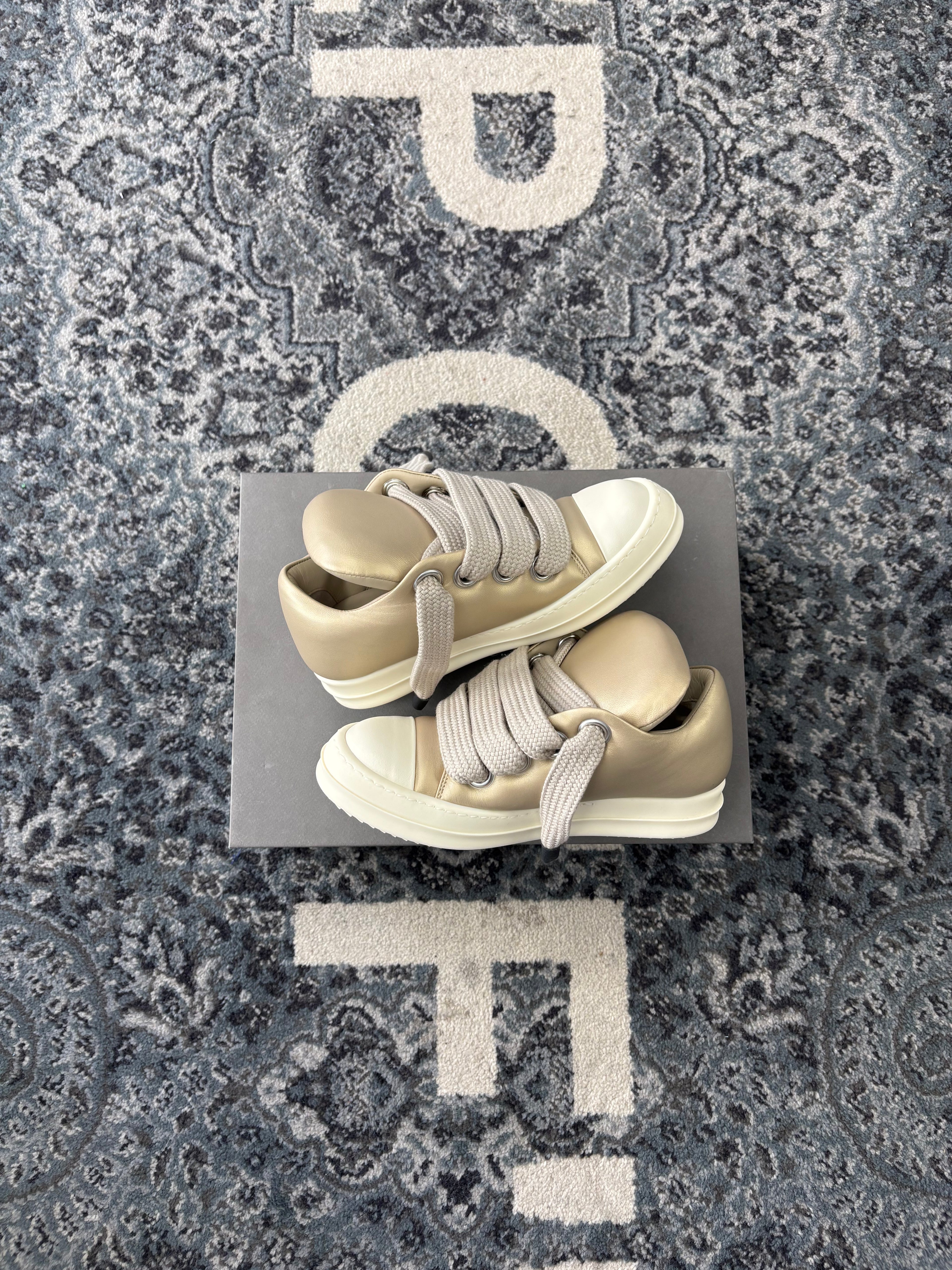 RICK OWENS padded jumbo lowtops gold 37 (7W) OG ALL DS