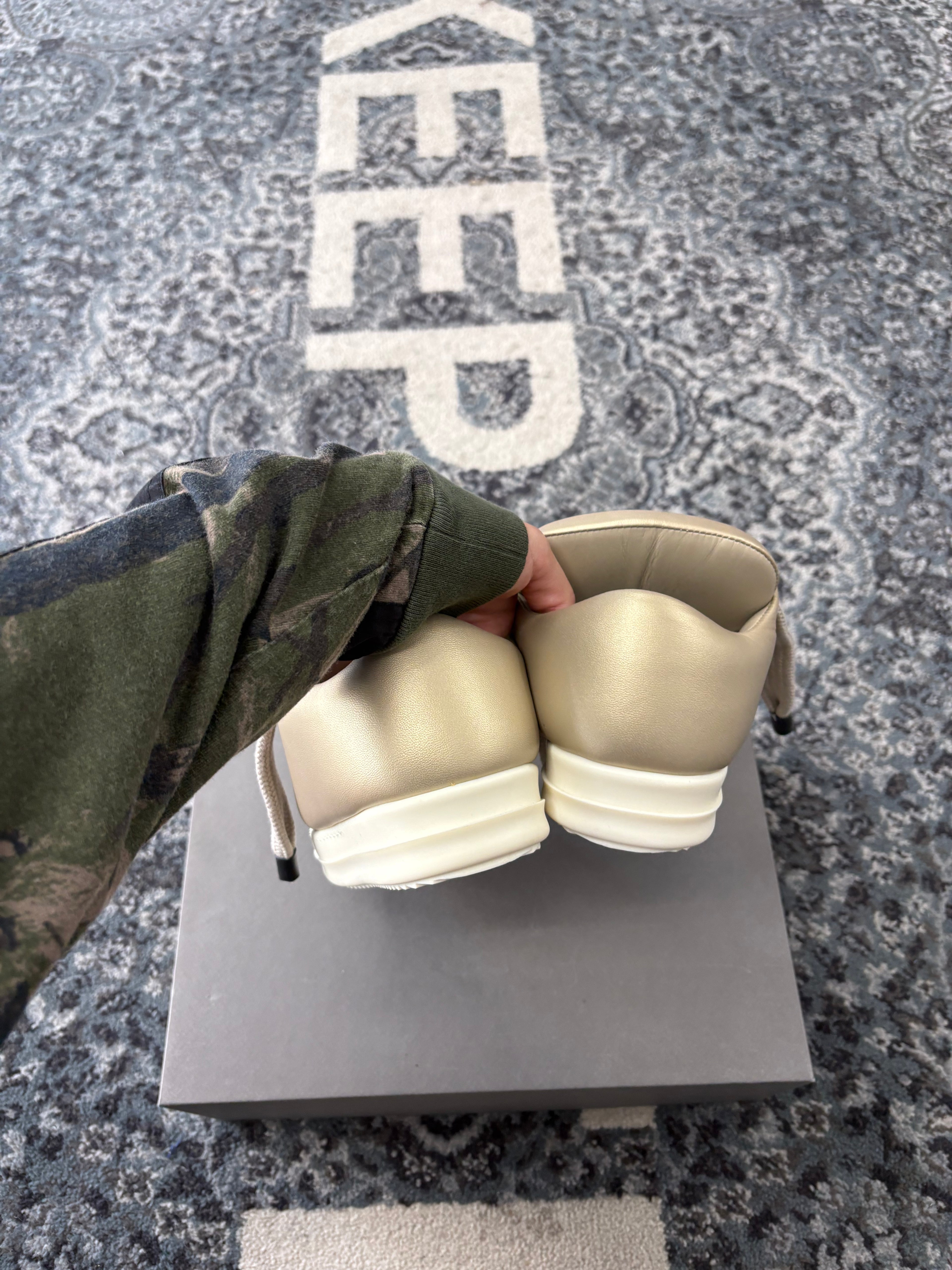 RICK OWENS padded jumbo lowtops gold 37 (7W) OG ALL DS
