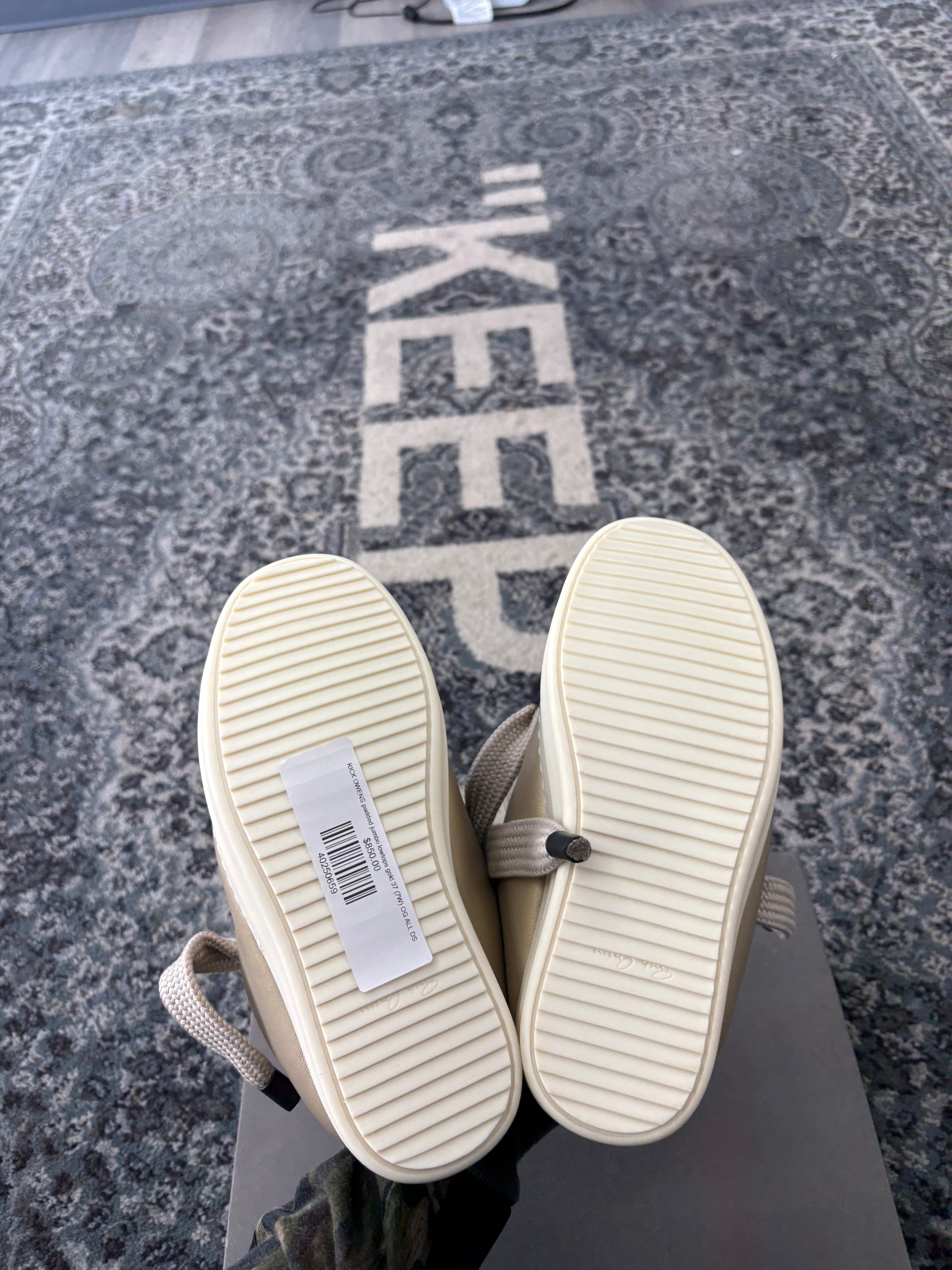 RICK OWENS padded jumbo lowtops gold 37 (7W) OG ALL DS