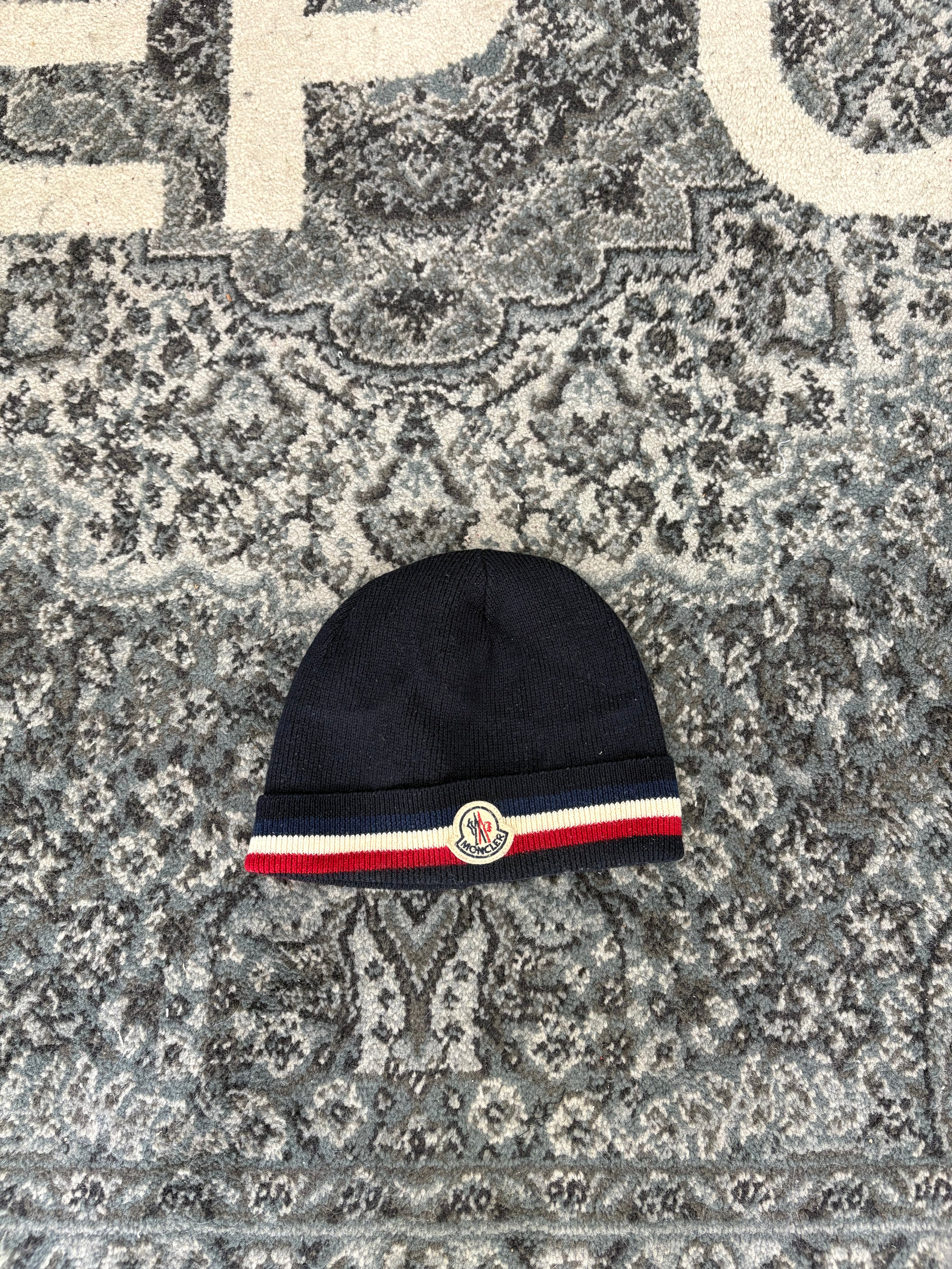 MONCLER tricolor beanie navy OS U