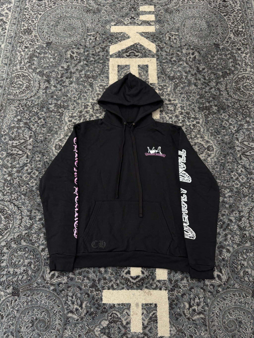 CHROME HEARTS deadly doll glitter hoodie black XL DSWT
