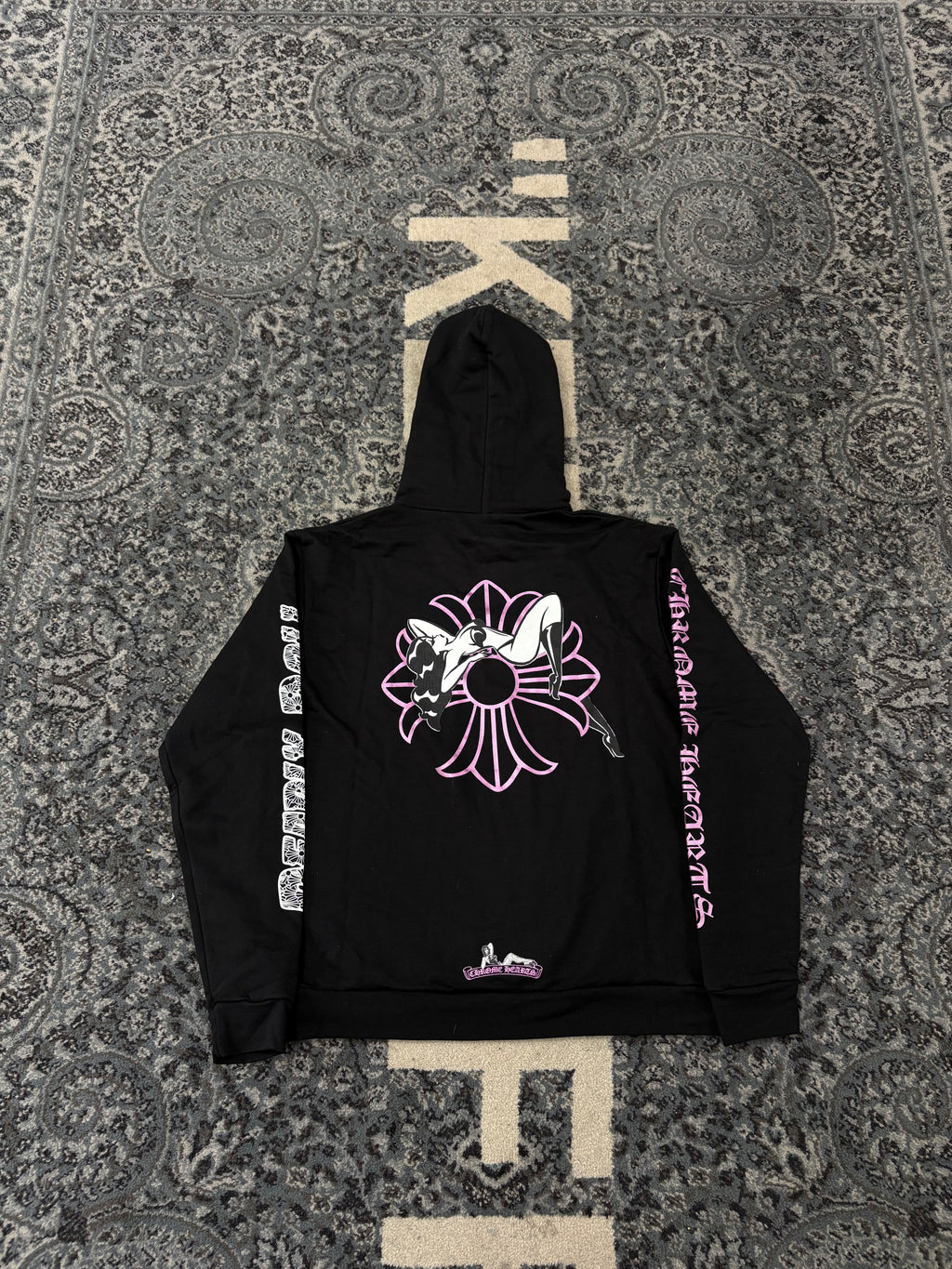 CHROME HEARTS deadly doll glitter hoodie black XL DSWT