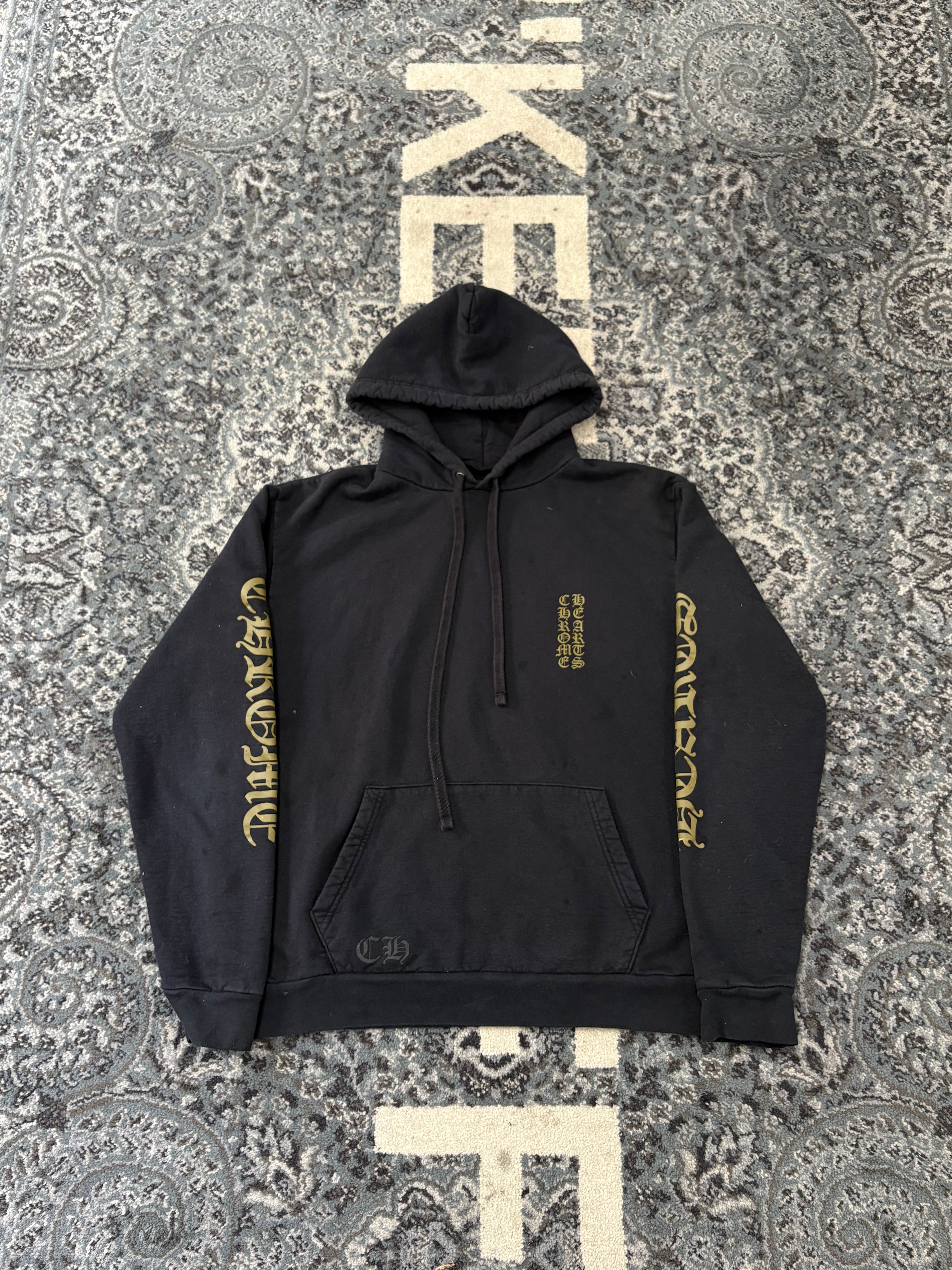 CHROME HEARTS vertical logo pullover hoodie black/olive L U