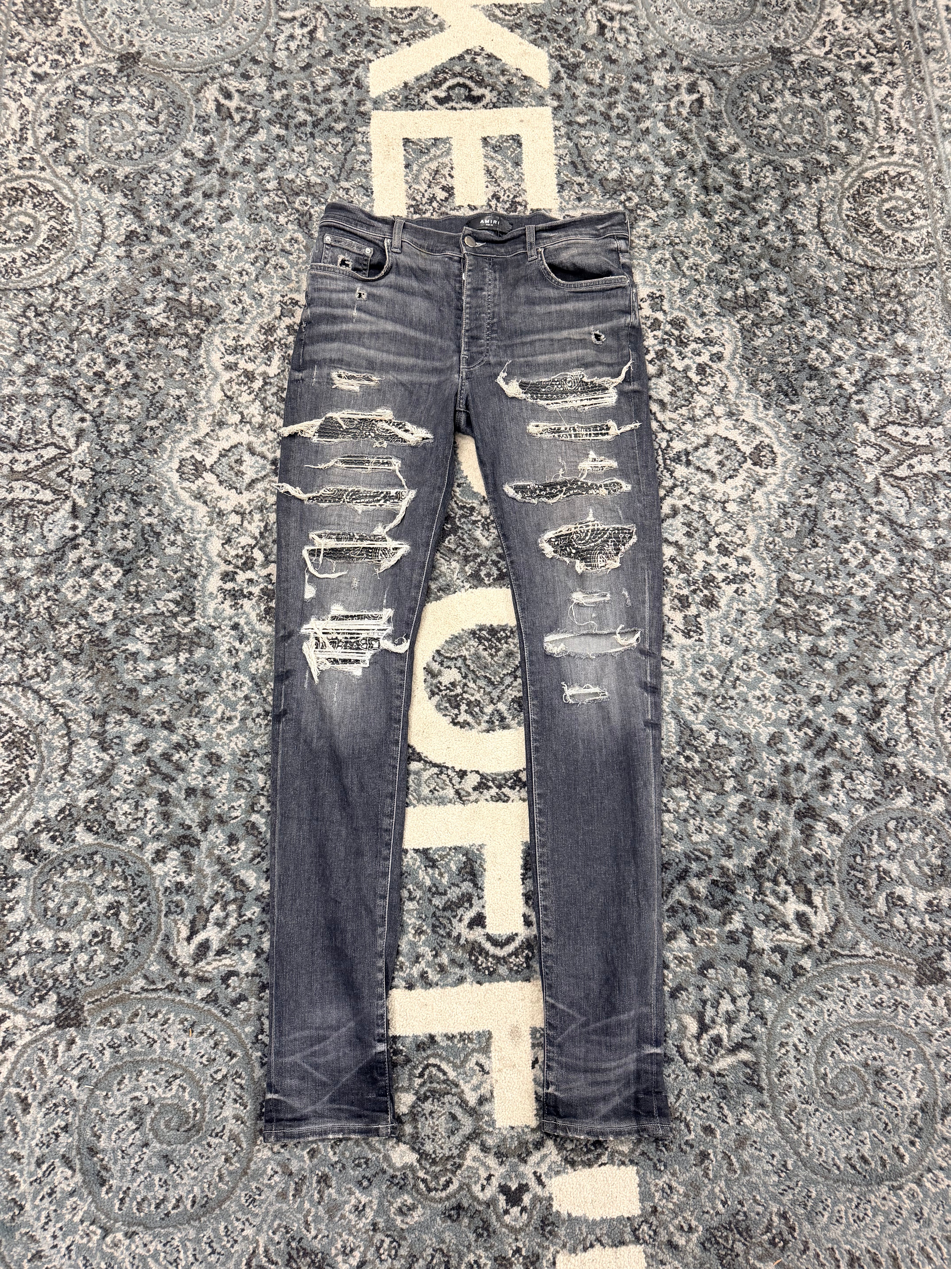 Amiri Thrasher Black Bandana Patch Size 34 U