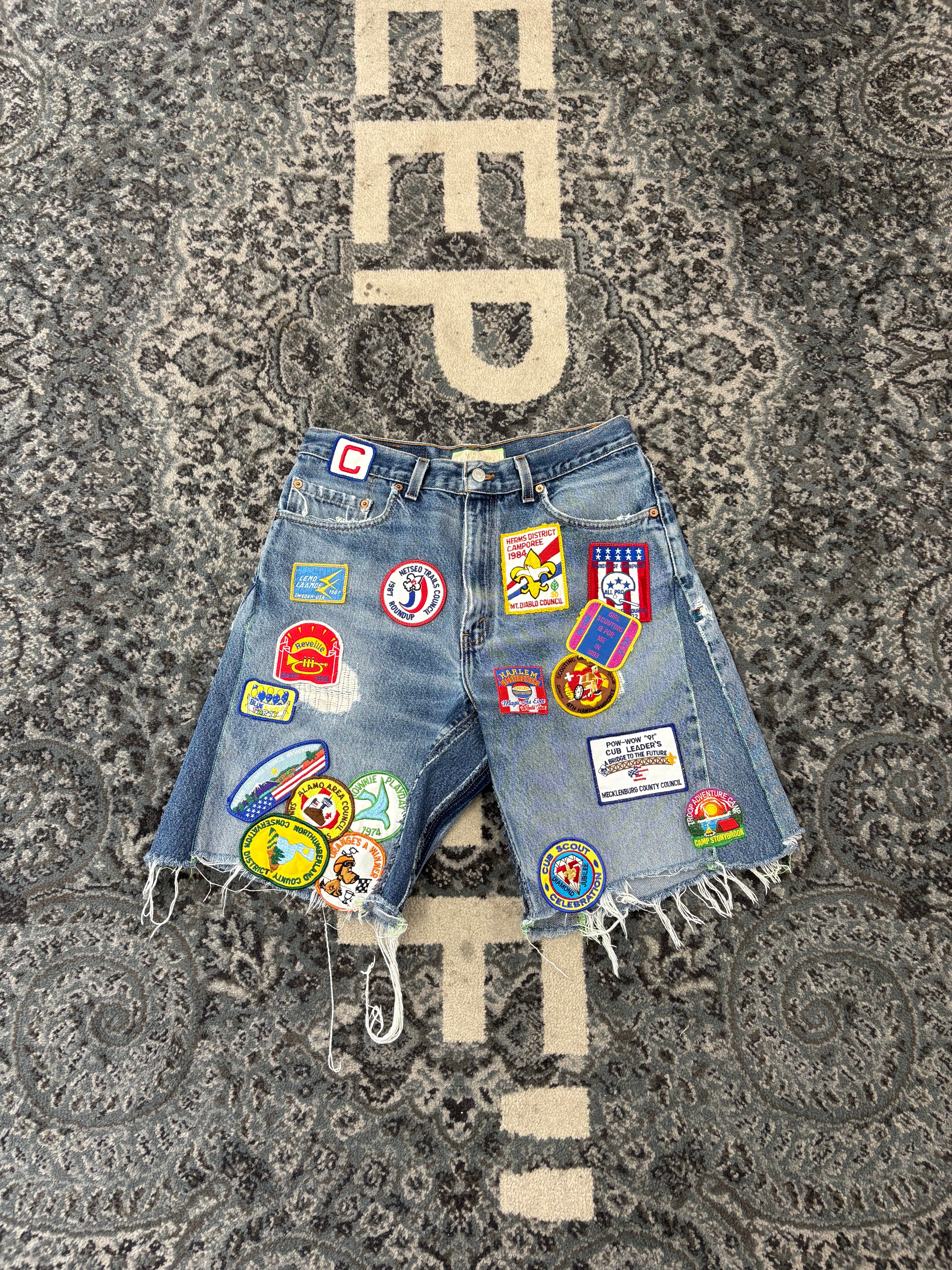 Better With Age patch work denim shorts Brand New Size 34
