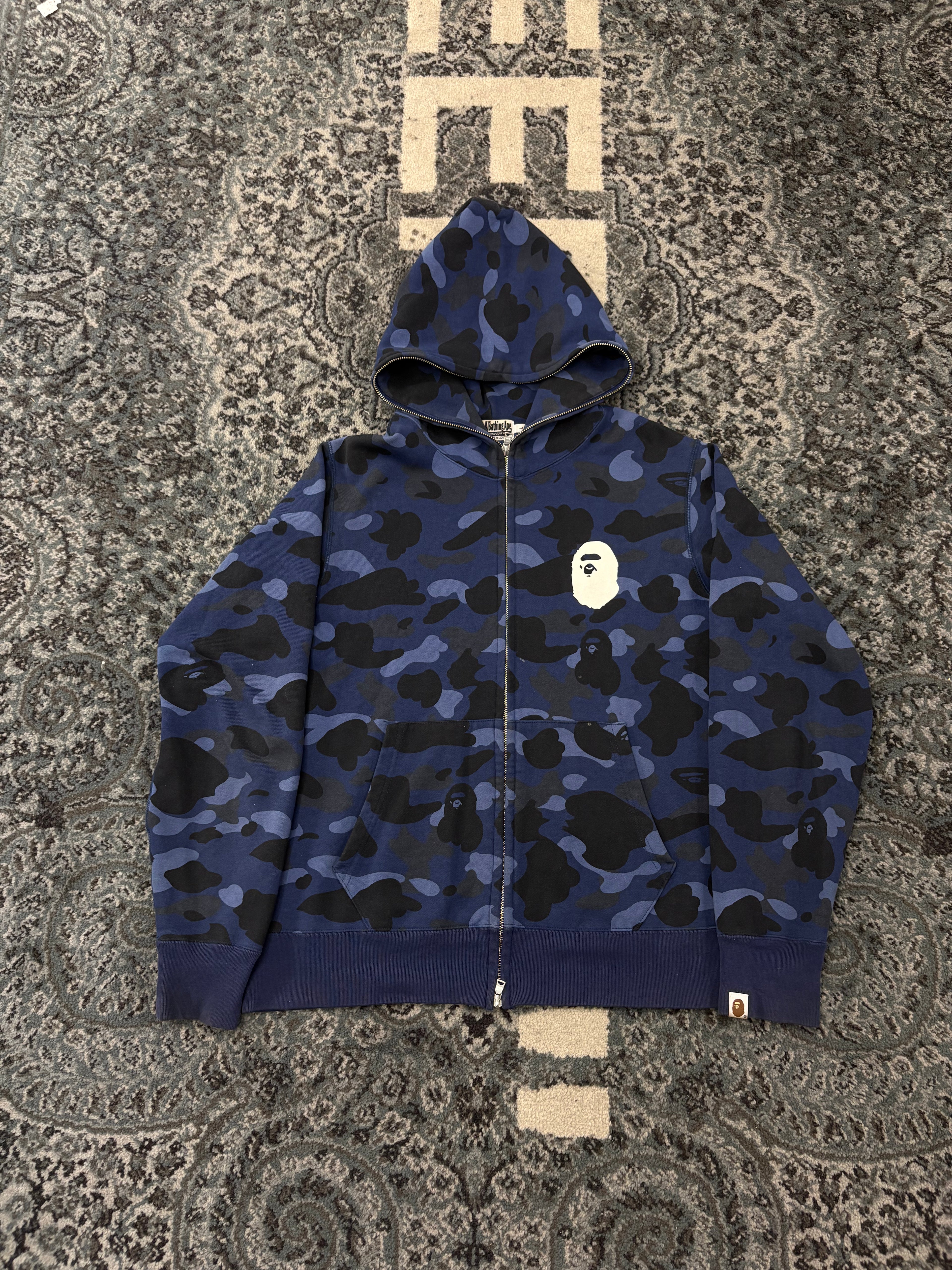 Bape Blue Camo Zip Up Size Large U